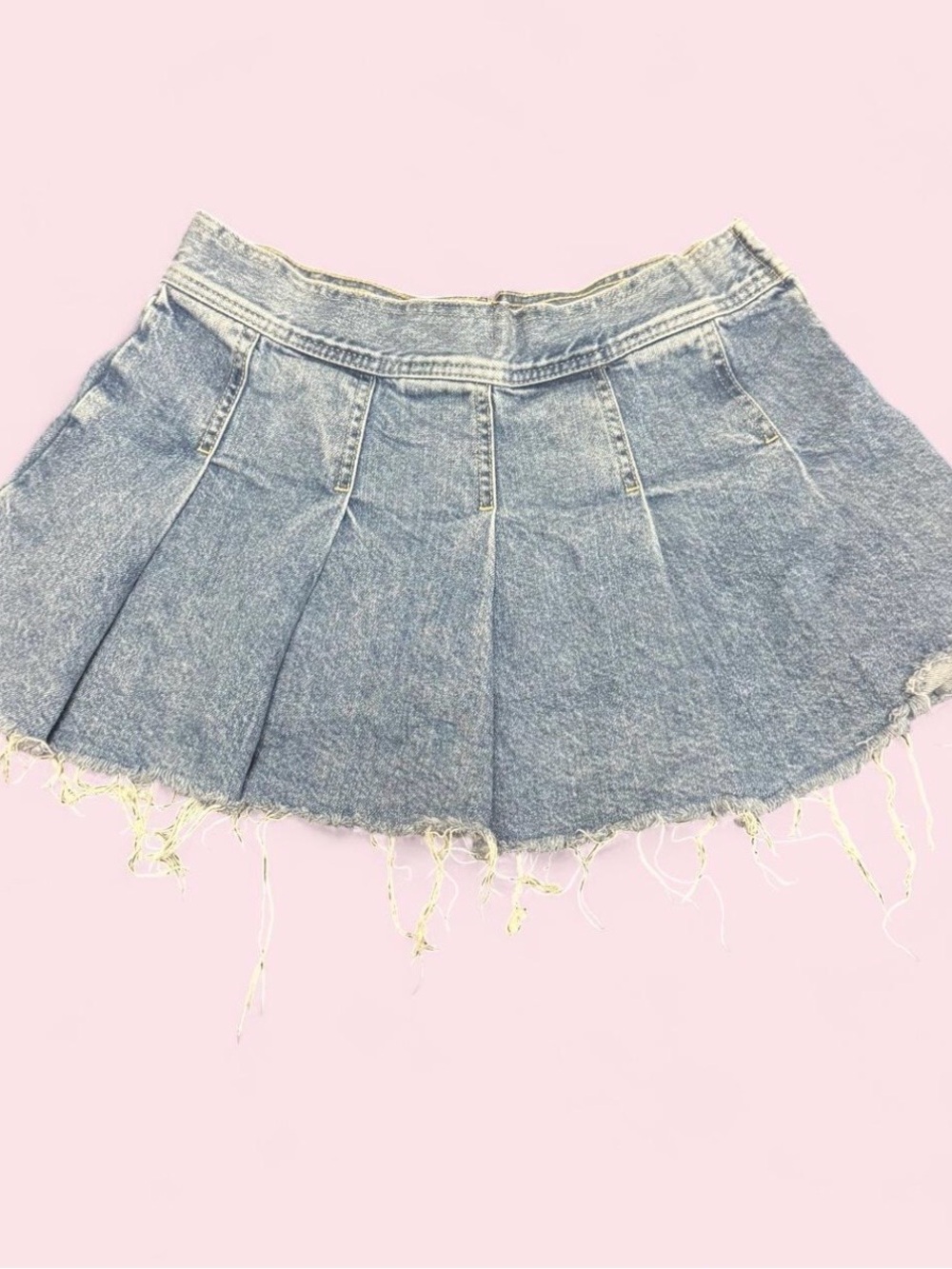 Mango Blue Denim Mini Skirt with frayed hem
